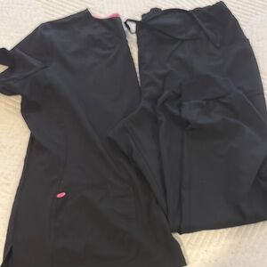 Black Scrub set with Pink Accents